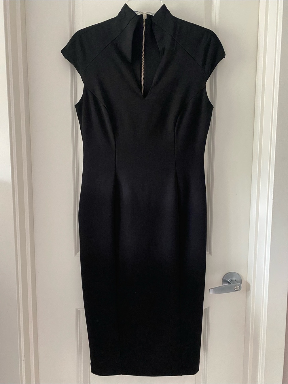 Alexia Admor Black Midi Sheath Dress with Notch Collar